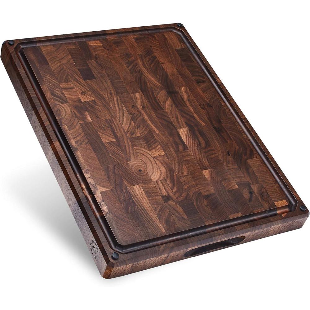imageSet of 2 Sonder Los Angeles Acacia Wood Cutting Boards with Juice Groove Gift Box Included  Small ampamp Medium Sizes 14x10x1in ampamp 12x8x1in Ideal for Meat Vegetables and Organic Produce SustainableWalnut  End Grain